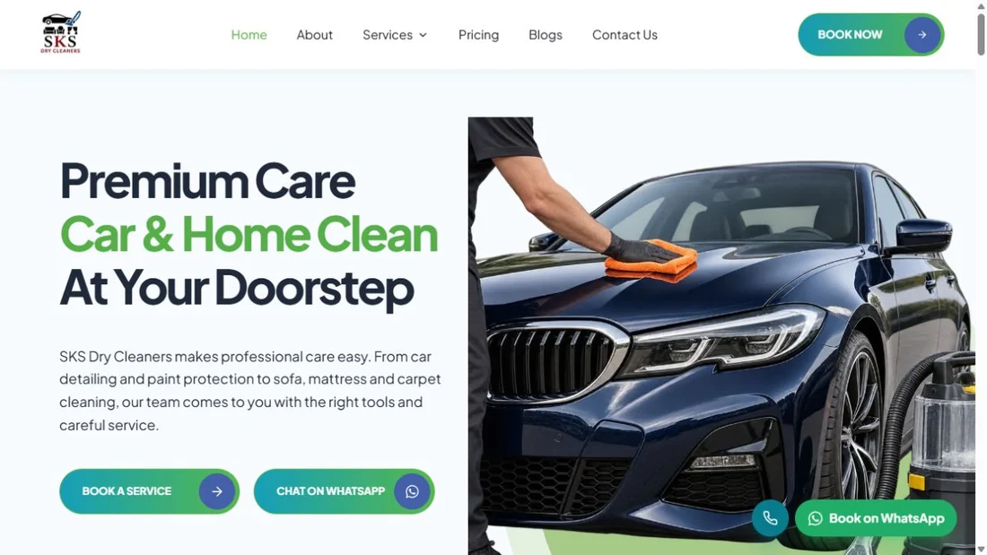 SKS Dry Cleaners public website preview